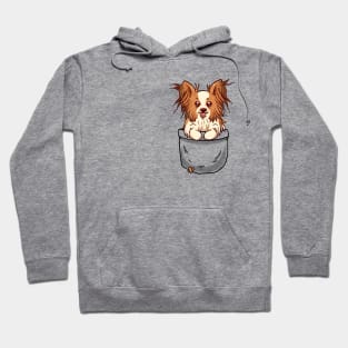 Pocket Cute Papillon puppy Hoodie